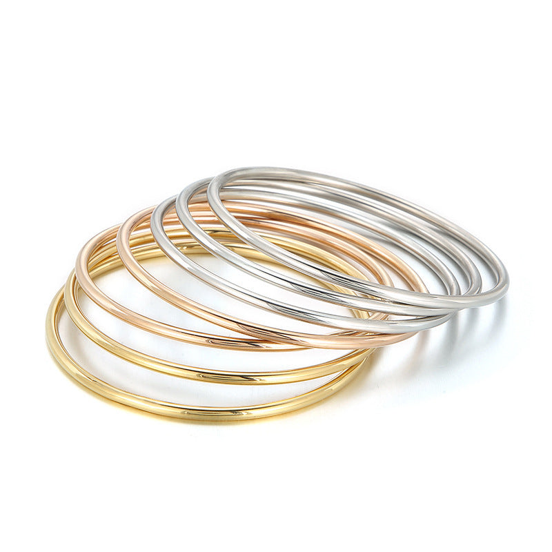 3mm smooth plain circular ring bracelet with multiple layers for wearing wristbands and accessories